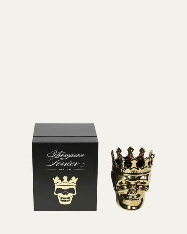 Golden Bonaparte Skull Candle, 23.3 oz. - Wood Charmel Scent